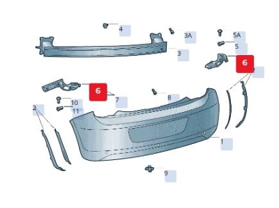 Suport, bară de protecție ORIGINAL VW GROUP 1S6 807 394 D