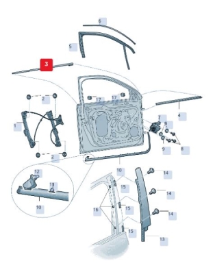 Perie geam usa dreapta fata exterior ORIGINAL VW GROUP 5E08374785AP