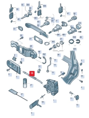 Cablu, deblocare usi ORIGINAL VW GROUP 1Z0837085A