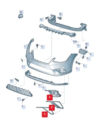 Grila ventilatie, bară de protecție ORIGINAL VW GROUP 6F0853666A 9B9