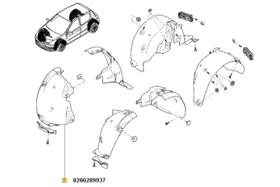 Aripa interioara ORIGINAL RENAULT 8200289937