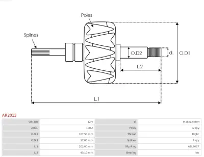 Rotor, alternator AS-PL AR2013