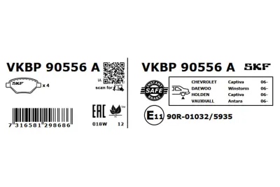 Set placute frana SKF VKBP 90556 A