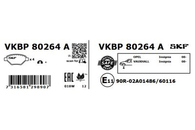 Set placute frana SKF VKBP 80264 A