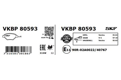 Set placute frana SKF VKBP 80593