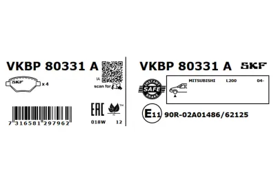 Set placute frana SKF VKBP 80331 A
