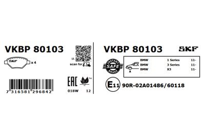 Set placute frana SKF VKBP 80103