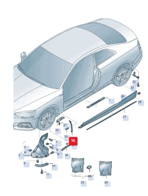 Protectie pietre pe aripa dreapta fata ORIGINAL VW GROUP 8W6853824B9B9