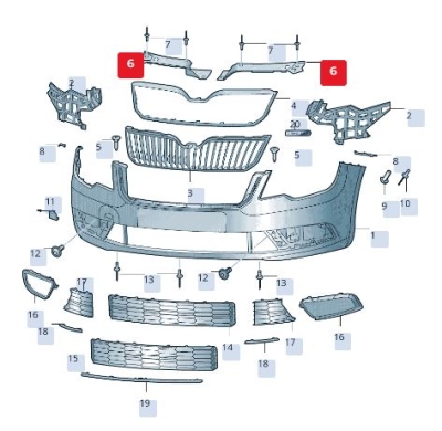 Acoperire bara fata dr superior ORIGINAL VW GROUP 3T0807082B9B9