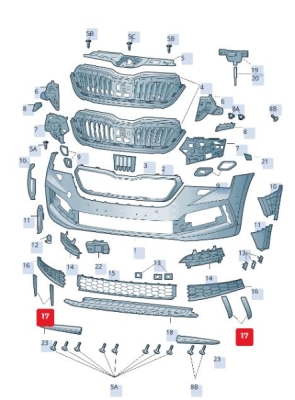 Ornament vertical proiector dreapta ORIGINAL VW GROUP 657807834041