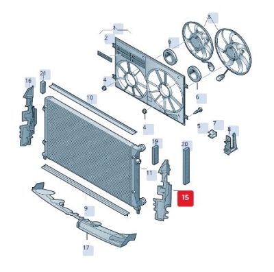 Deflector aer radiator, partea stânga, ORIGINAL VW GROUP 3AA121283