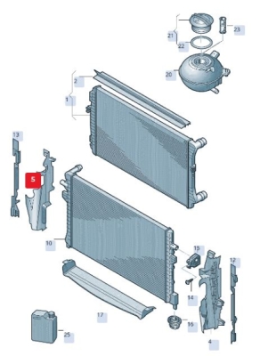 Deflector aer radiator, partea dreapta, ORIGINAL VW GROUP 5N0121284L