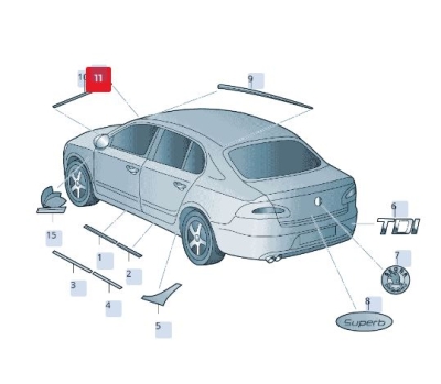Elemente decorative/protectie parbriz, ORIGINAL VW GROUP 3T08543275AP