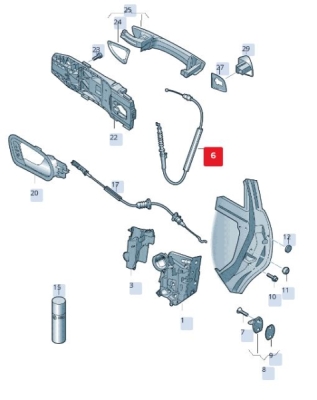 Cablu, deblocare usi ORIGINAL VW GROUP 5N0 837 017E