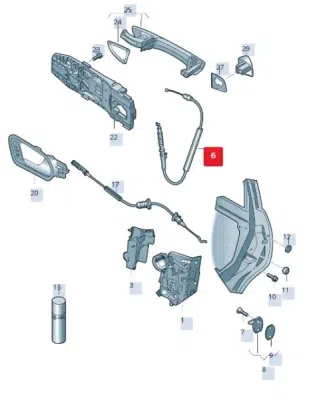 Cablu, deblocare usi ORIGINAL VW GROUP 5N0 837 017E