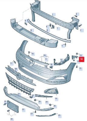 Suport, bară de protecție ORIGINAL VW GROUP 2G0807184