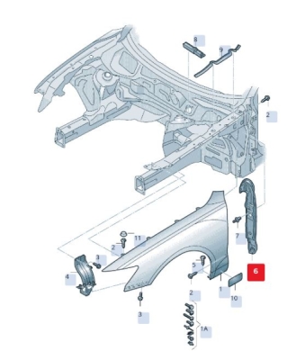 Suport metalic aripa dreapta ORIGINAL VW GROUP 4G0821112