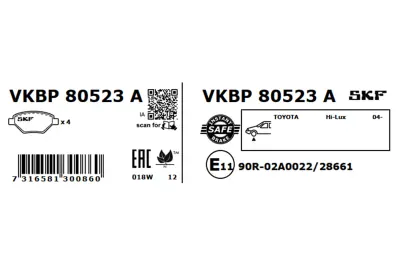 Set placute frana SKF VKBP 80523 A