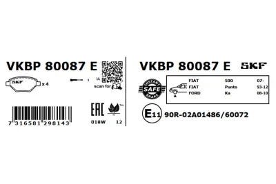 Set placute frana SKF VKBP 80087 E