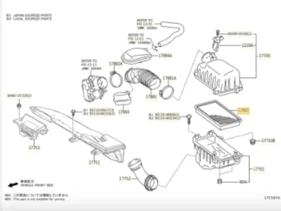 Filtru aer ORIGINAL TOYOTA 17801-0T060