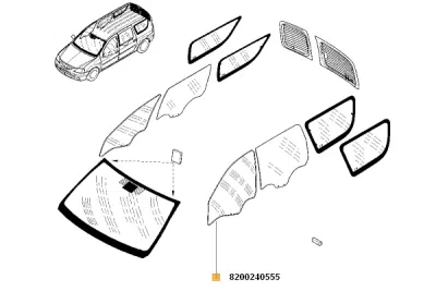 Geam lateral ORIGINAL RENAULT 8200240555
