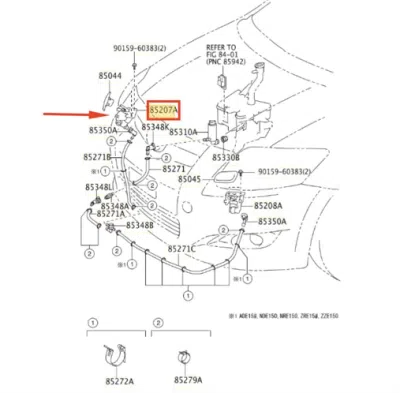 Actuator spalator far dr. Original Toyota 8520702070