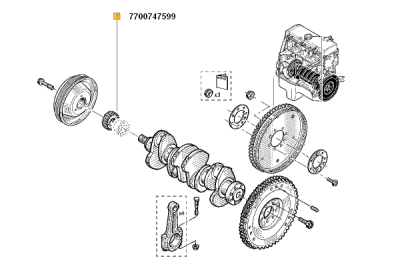 Roata dintata, arbore cotit ORIGINAL RENAULT 7700747599