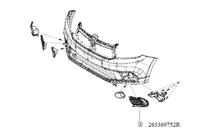 Grila ventilatie, bară de protecție ORIGINAL RENAULT 263369752R