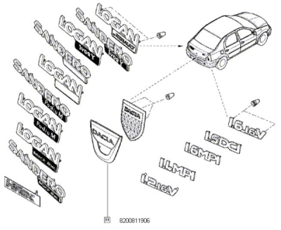 Emblema spate Logan ORIGINAL RENAULT 628900768R