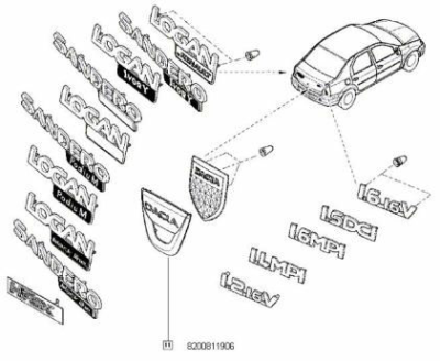 Emblema spate Logan ORIGINAL RENAULT 628900768R