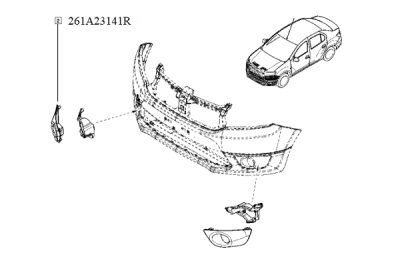 Grila ventilatie, bară de protecție ORIGINAL RENAULT 261A23141R