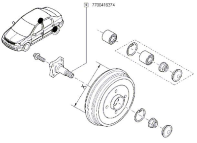 Butuc roata, corp axa ORIGINAL RENAULT 7700 416 374