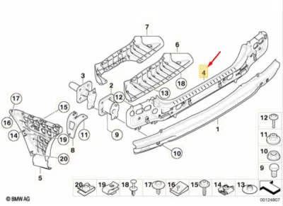 Element montare bara spate centru ORIGINAL BMW 51127056343