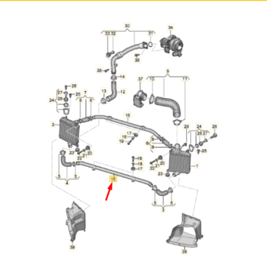 Teava lagatura radiatoare intercoler inferioara ORIGINAL VW GROUP 4M0145941E