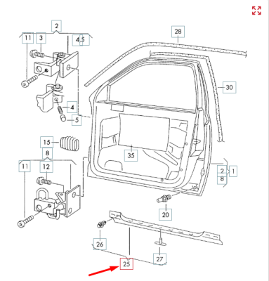 Cheder usa fata stanga [pe usa, inferior] ORIGINAL VW GROUP 1U0837697