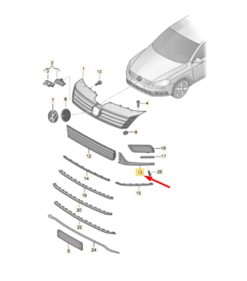 Grila dreapta bara fata ORIGINAL VW GROUP 3AA853666E9B9