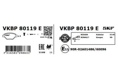 Set placute frana SKF VKBP 80119 E