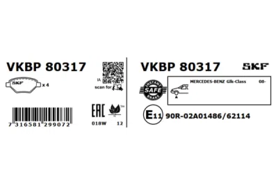 Set placute frana SKF VKBP 80317