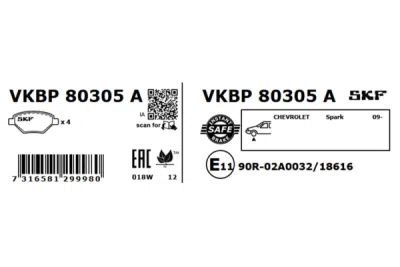 Set placute frana SKF VKBP 80305 A