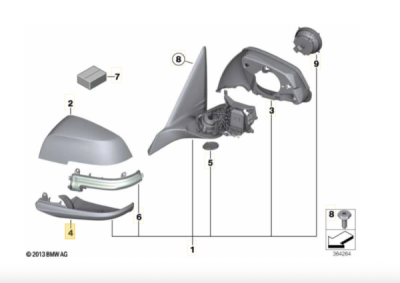 Capac inferior oglinda dreapta ORIGINAL BMW 51167284130