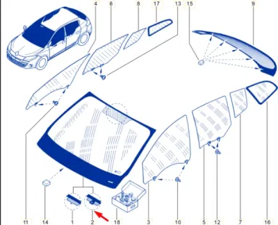 Parbriz [cu alerta securitate, senzor ploaie, luminiautomata] ORIGINAL RENAULT 727129472R