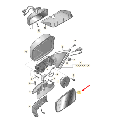 Geam oglinda dreapta ORIGINAL VW GROUP 3D0857522BB
