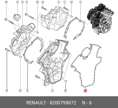 Garnitura capac distributie ORIGINAL RENAULT 8200798872