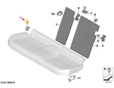 Suport cu capac Isofix [COGNAC] ORIGINAL BMW 52207468908