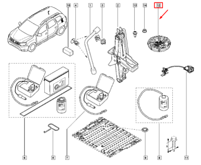 Pluta portbagaj [roata rezerva] ORIGINAL RENAULT 572930445R