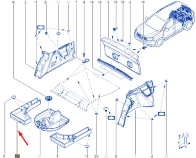 Pluta/sertar depozitare portbagaj dreapta ORIGINAL RENAULT 849751228R