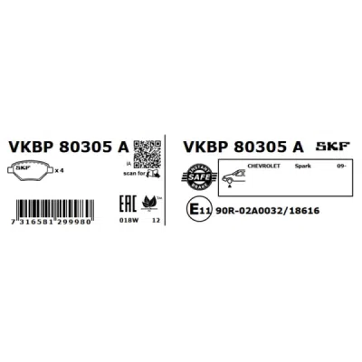 Set placute frana SKF VKBP 80305 A