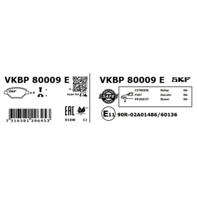 Set placute frana SKF VKBP 80009 E