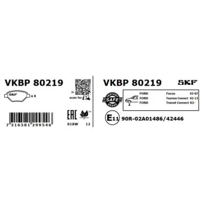 Set placute frana SKF VKBP 80219
