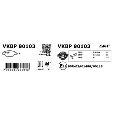 Set placute frana SKF VKBP 80103